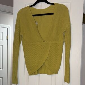 Reversible V-Neck Wrap Sweater - Mustard Yellow